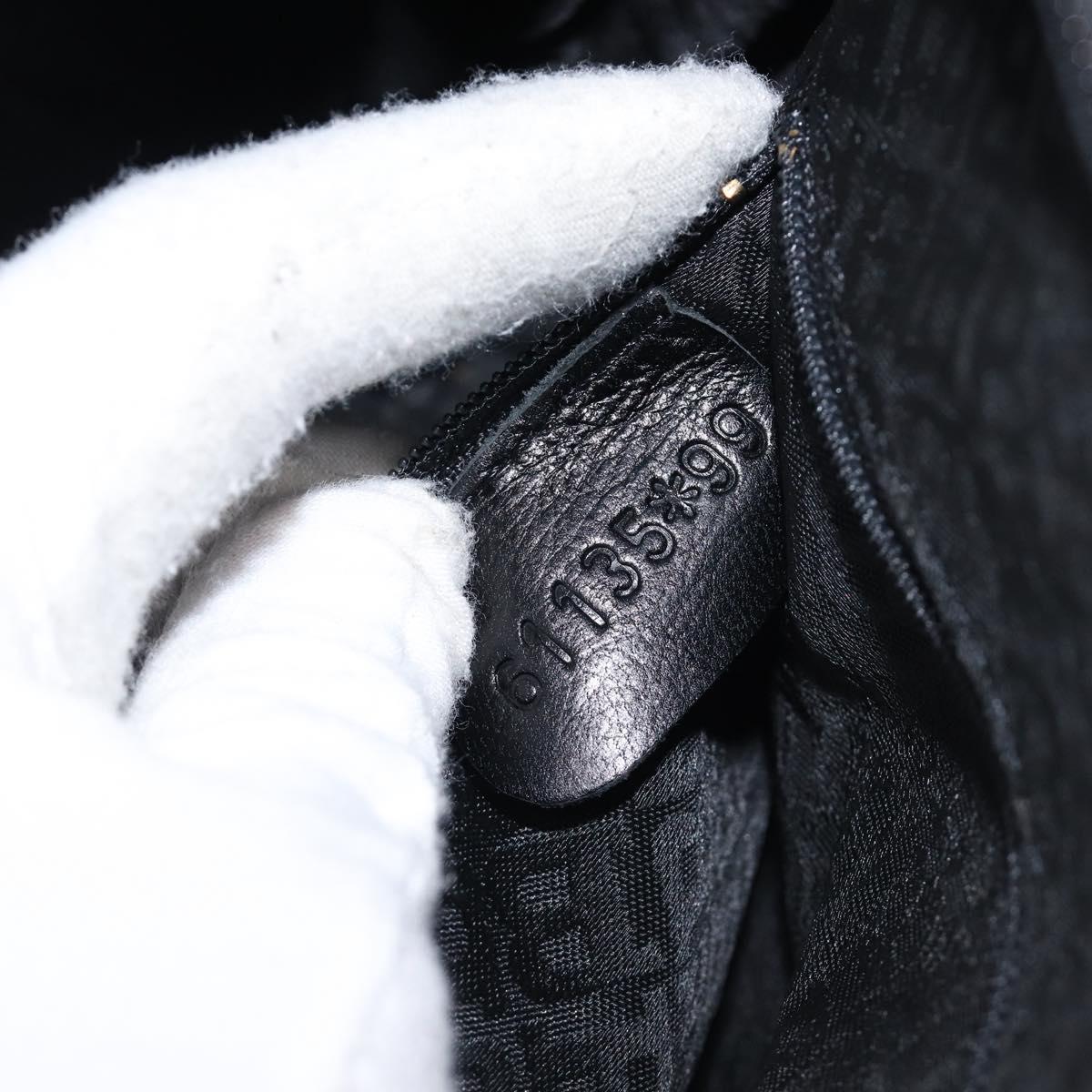 BALLY Hand Bag Leather Black Gold Auth BA15655A