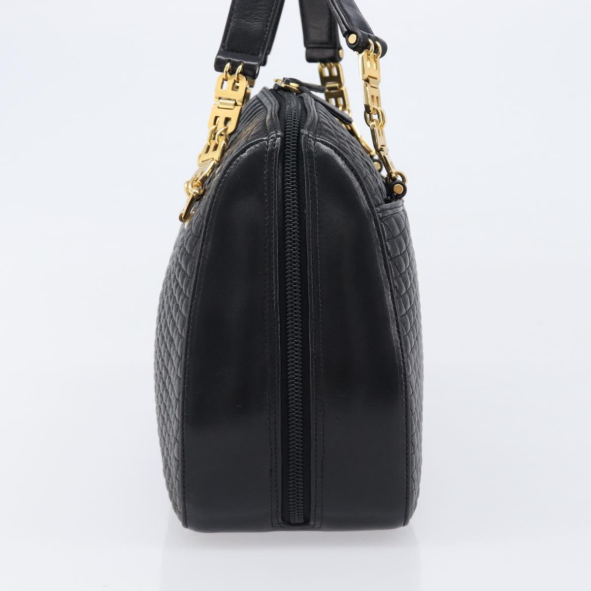 BALLY Hand Bag Leather Black Gold Auth BA15655A