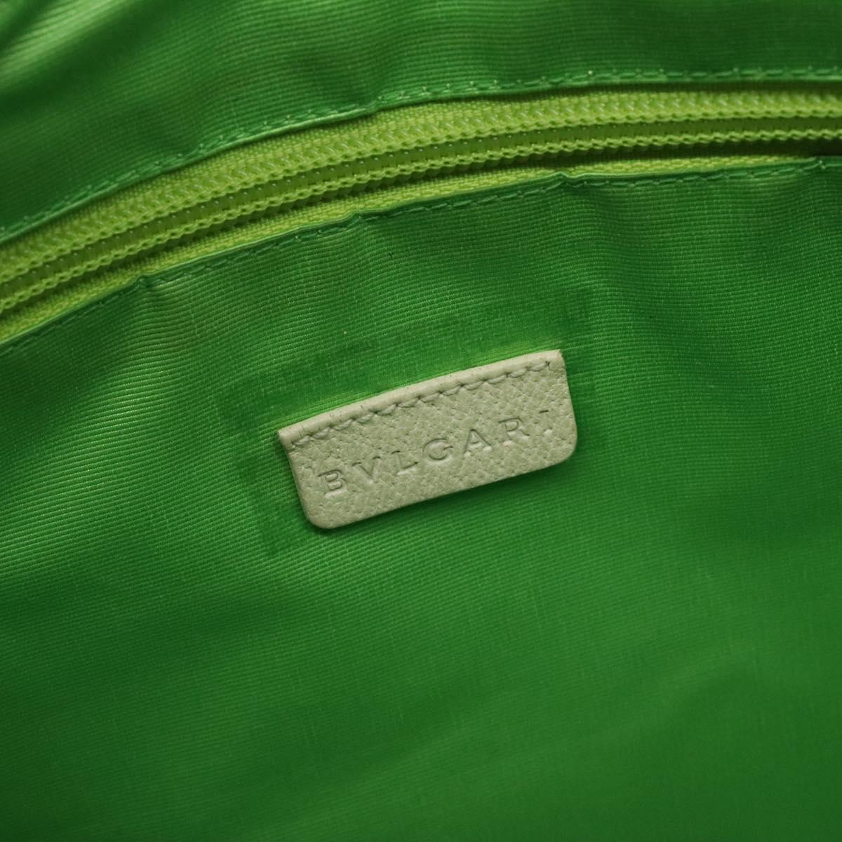 BVLGARI Logo Mania Shoulder Bag Nylon Light Blue Silver Auth BA1566