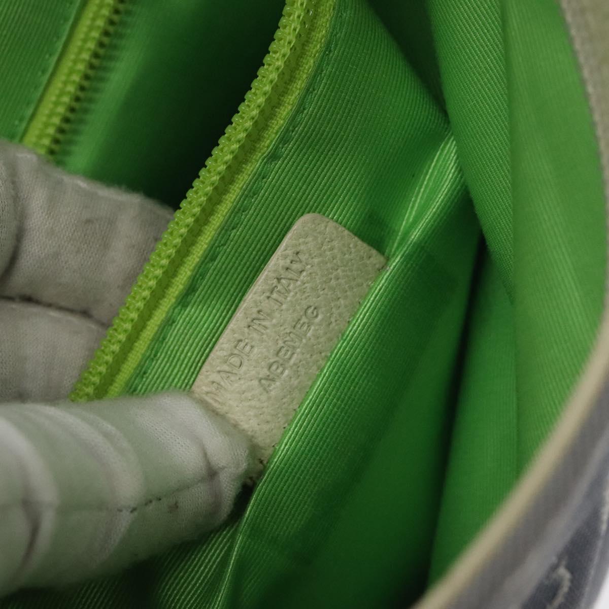 BVLGARI Logo Mania Shoulder Bag Nylon Light Blue Silver Auth BA1566