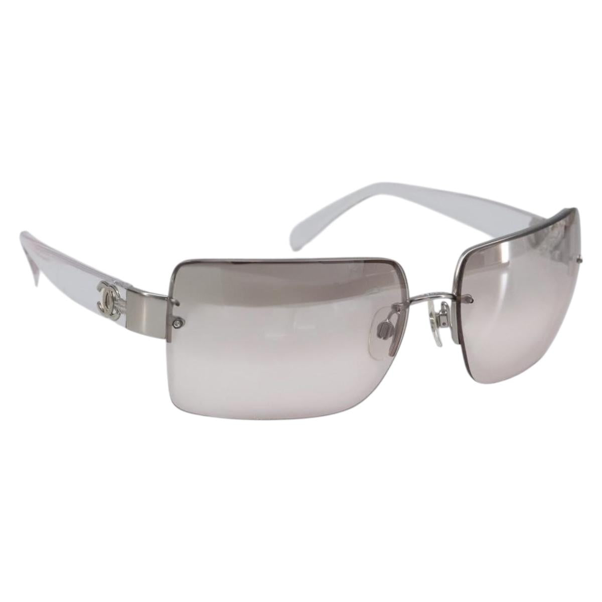 CHANEL Rimless Sunglasses plastic Clear CC Auth BA15664M