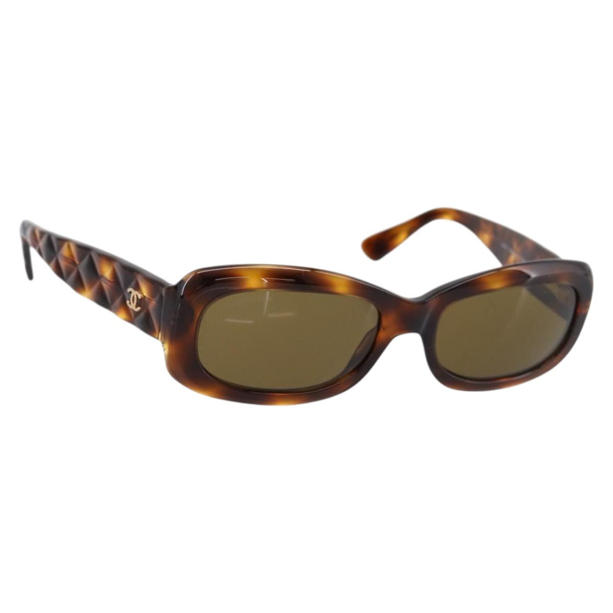 CHANEL Tortoise Pattern Sunglasses plastic Brown CC Auth BA15672