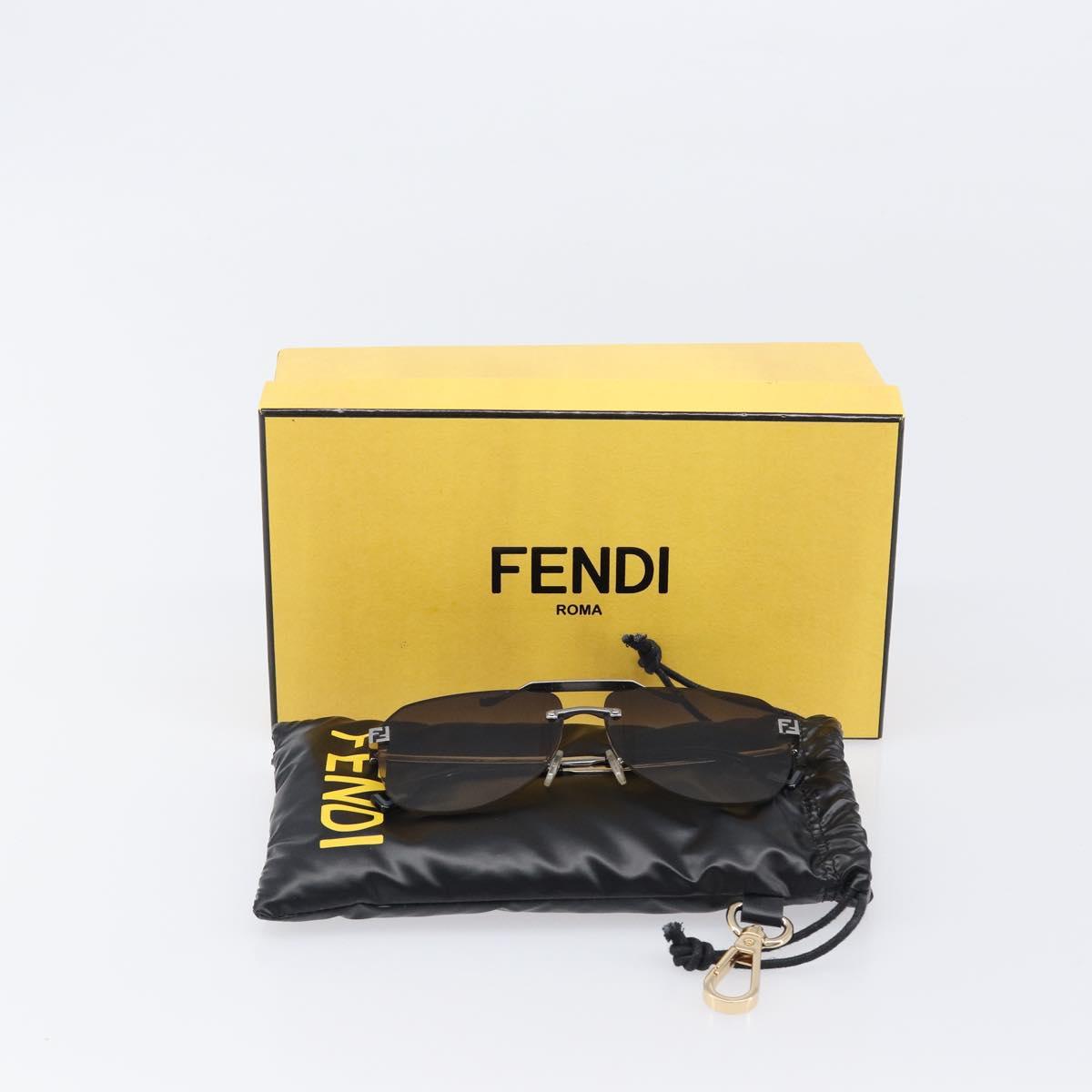 FENDI Rimless Sunglasses metal Black Auth BA15677M