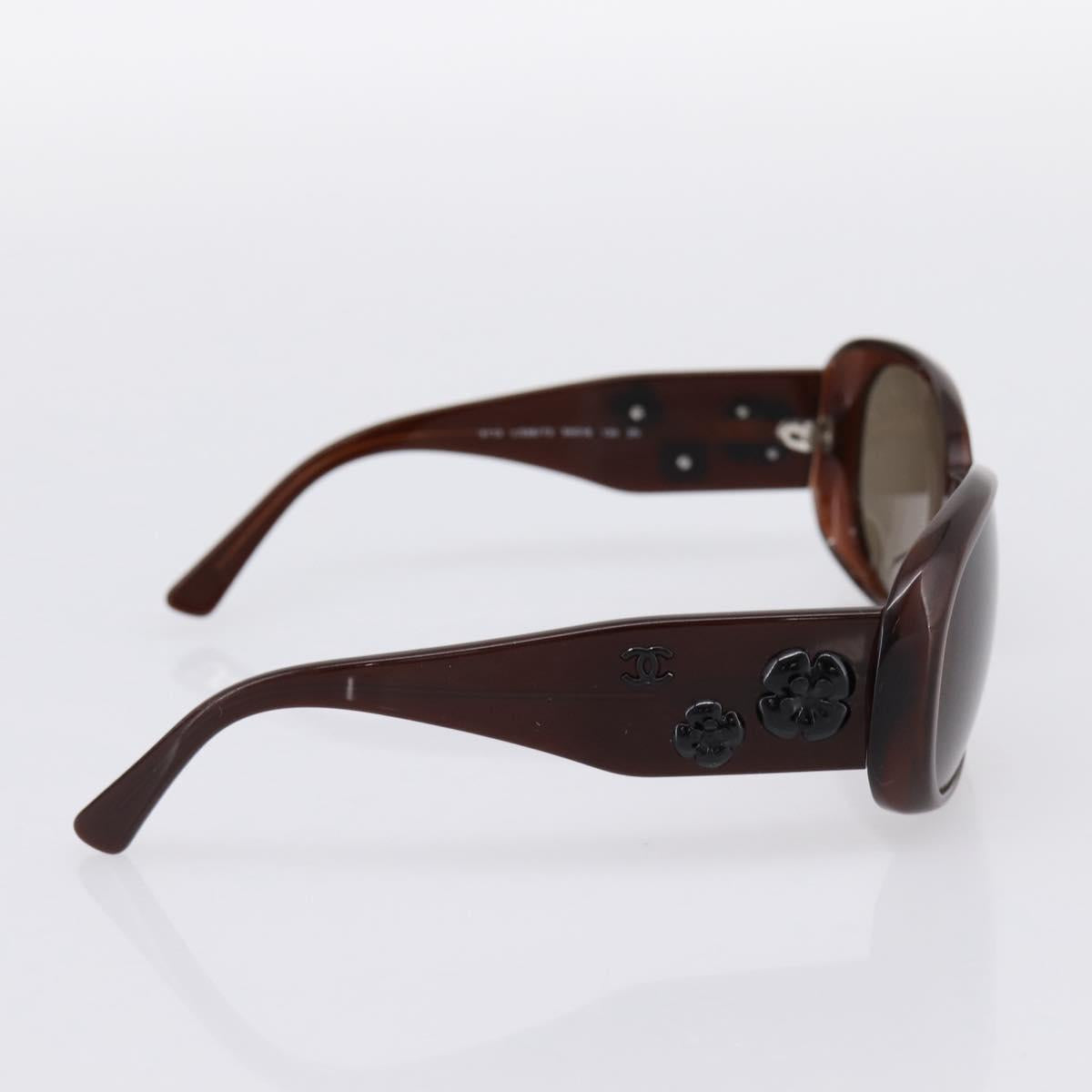 CHANEL Camelia Sunglasses plastic Brown CC Auth BA15680