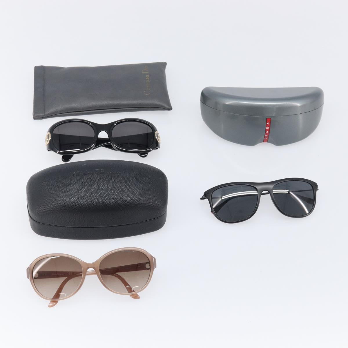 Christian Dior PRADA Salvatore Ferragamo Sunglasses 3 Set Black Auth BA15687