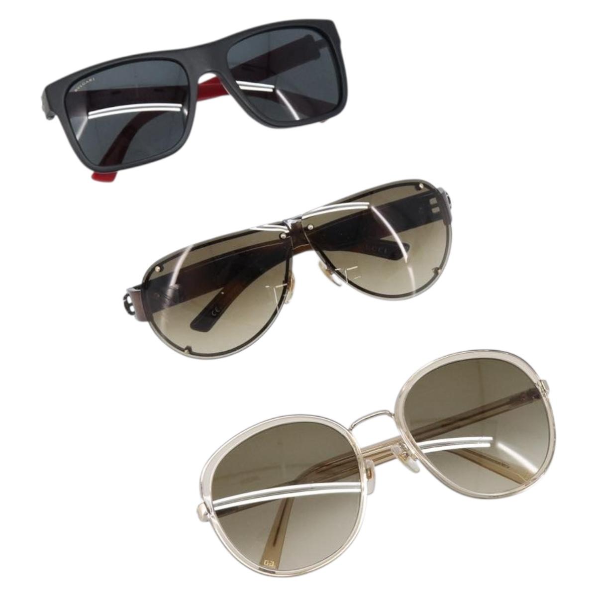 BVLGARI Gucci Givenchy Sunglasses plastic 4 Set Black Brown Auth BA15689