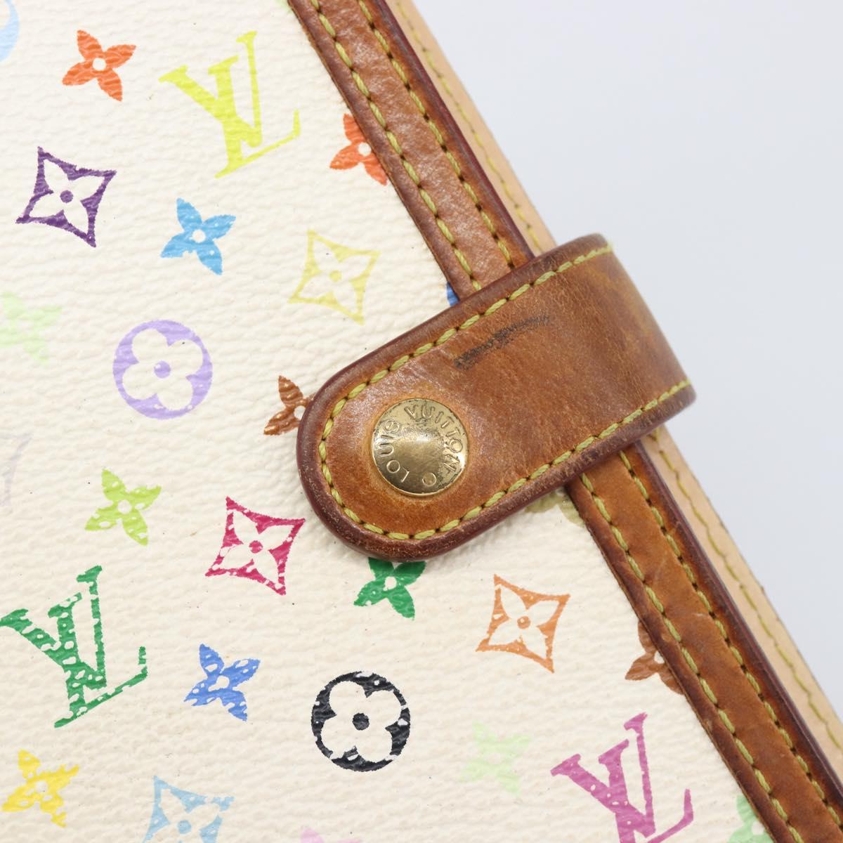 LOUIS VUITTON Monogram Multicolor Agenda PM White R21074 LV Auth BA15692