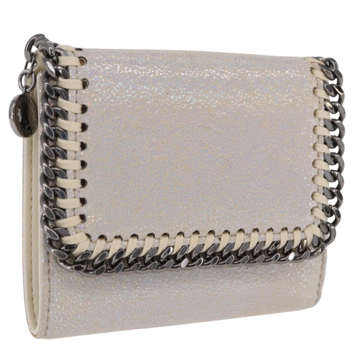 Stella MacCartney Falabella Trifold Wallet Suede Silver 540021 Auth BA15693V