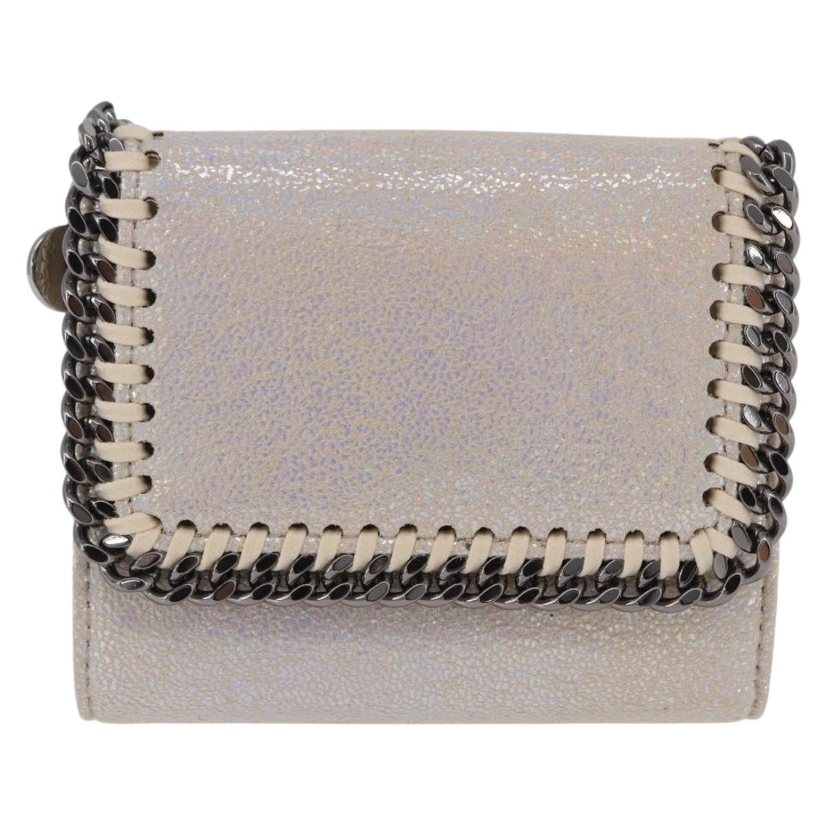 Stella MacCartney Falabella Trifold Wallet Suede Silver 540021 Auth BA15693V