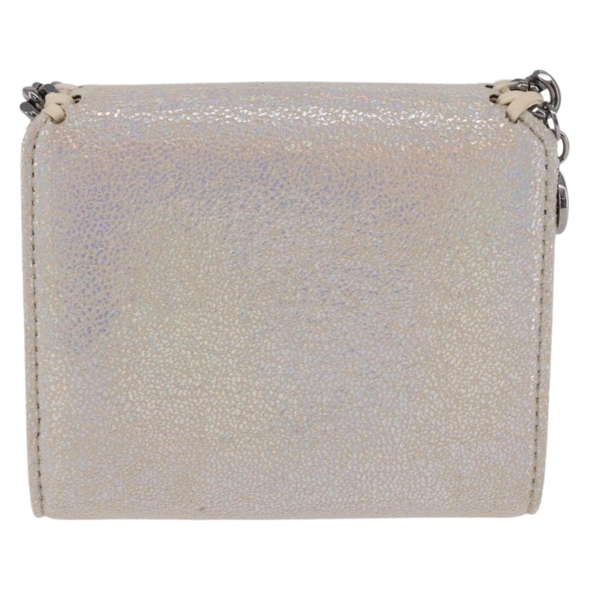 Stella MacCartney Falabella Trifold Wallet Suede Silver 540021 Auth BA15693V