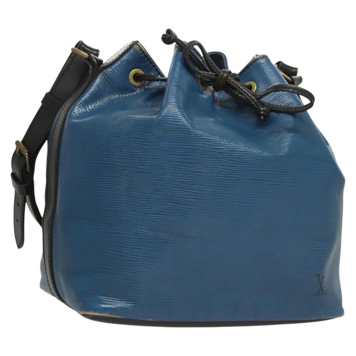 LOUIS VUITTON Epi Petit Noe Shoulder Bag Bicolor Black Blue M44152 Auth BA1570