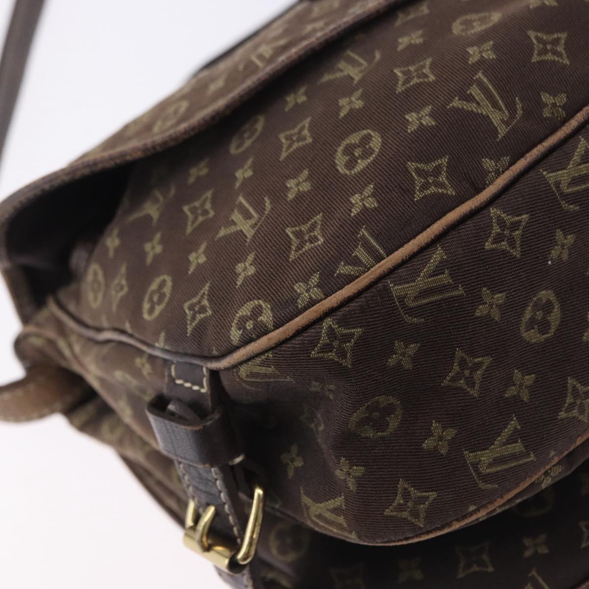 LOUIS VUITTON Monogram Mini Lin Saumur 30 Bag Brown Fuzan M95227 LV Auth BA15702