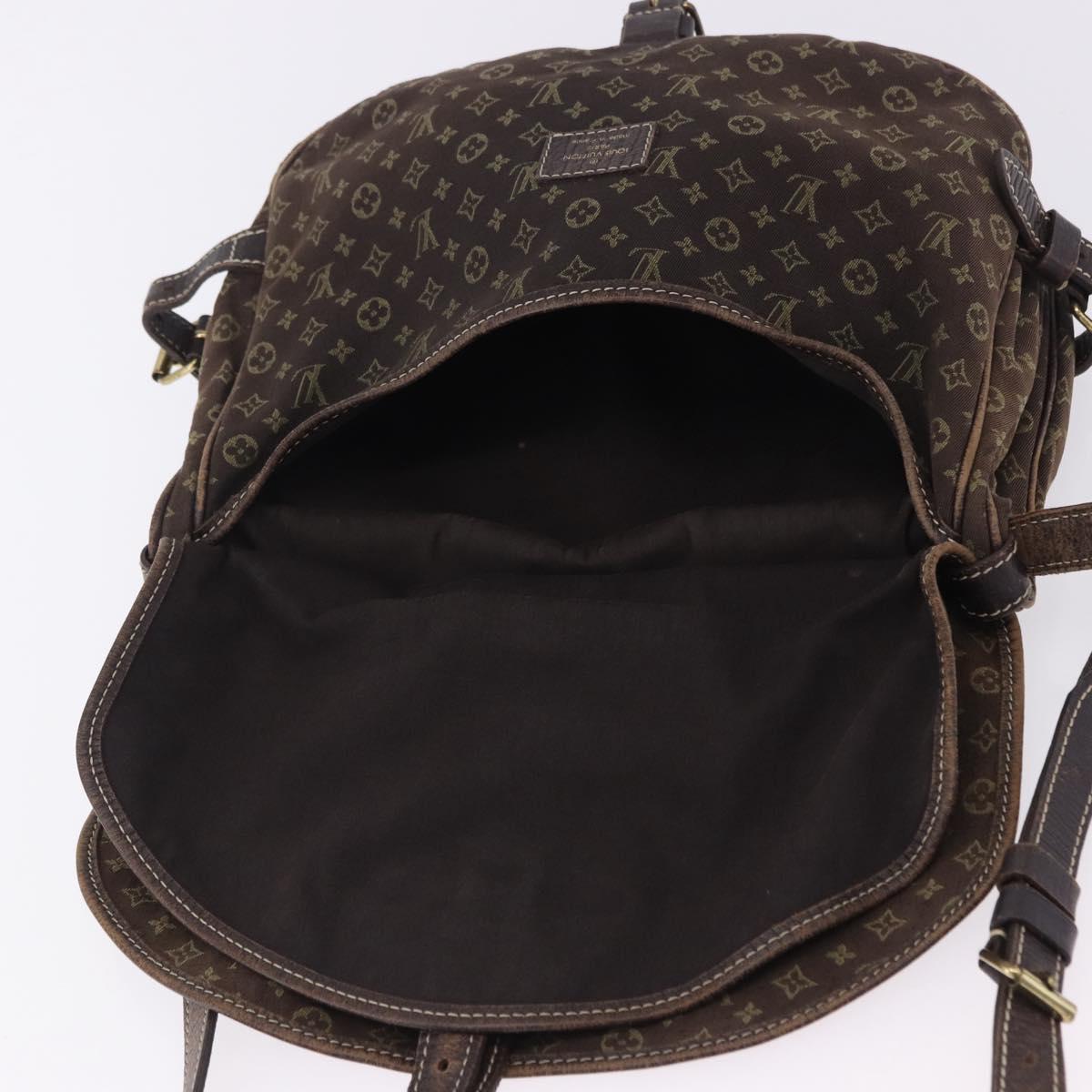 LOUIS VUITTON Monogram Mini Lin Saumur 30 Bag Brown Fuzan M95227 LV Auth BA15702