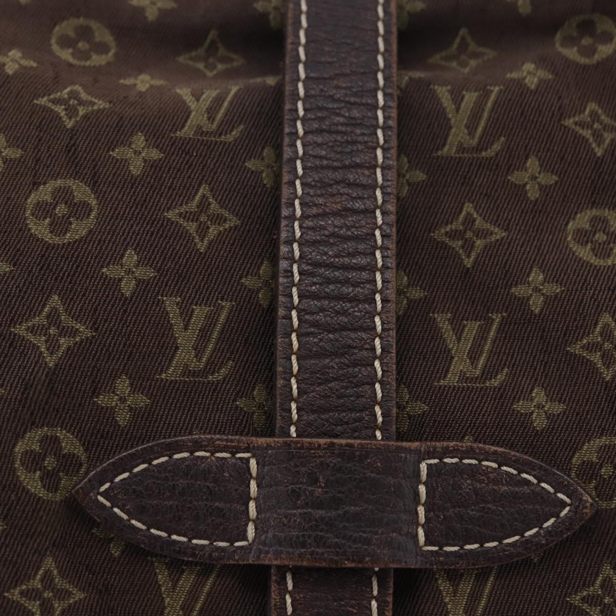 LOUIS VUITTON Monogram Mini Lin Saumur 30 Bag Brown Fuzan M95227 LV Auth BA15702