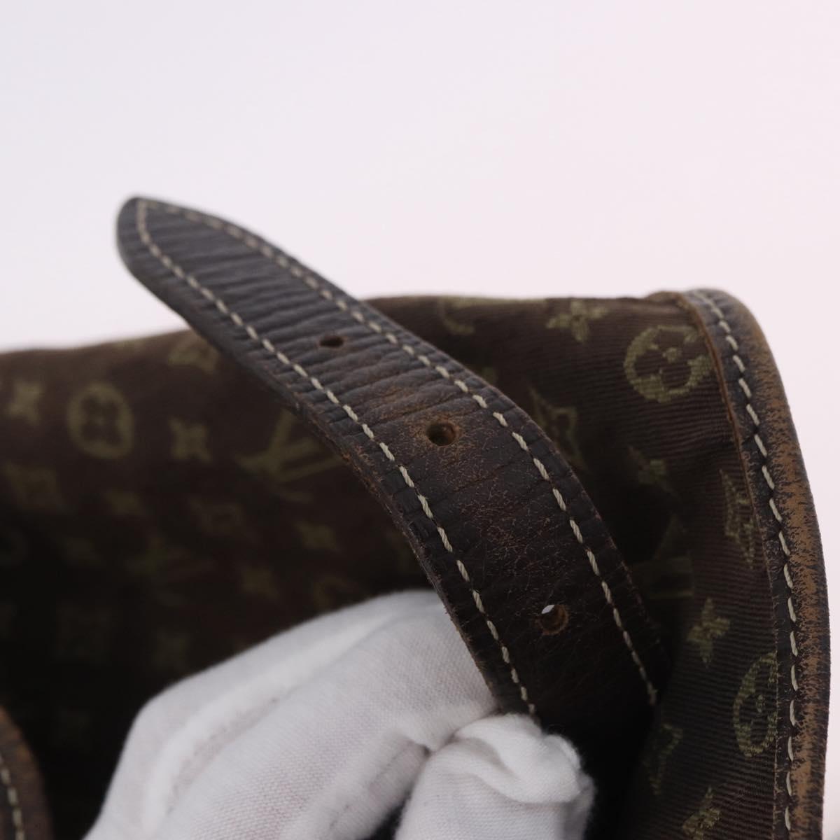 LOUIS VUITTON Monogram Mini Lin Saumur 30 Bag Brown Fuzan M95227 LV Auth BA15702