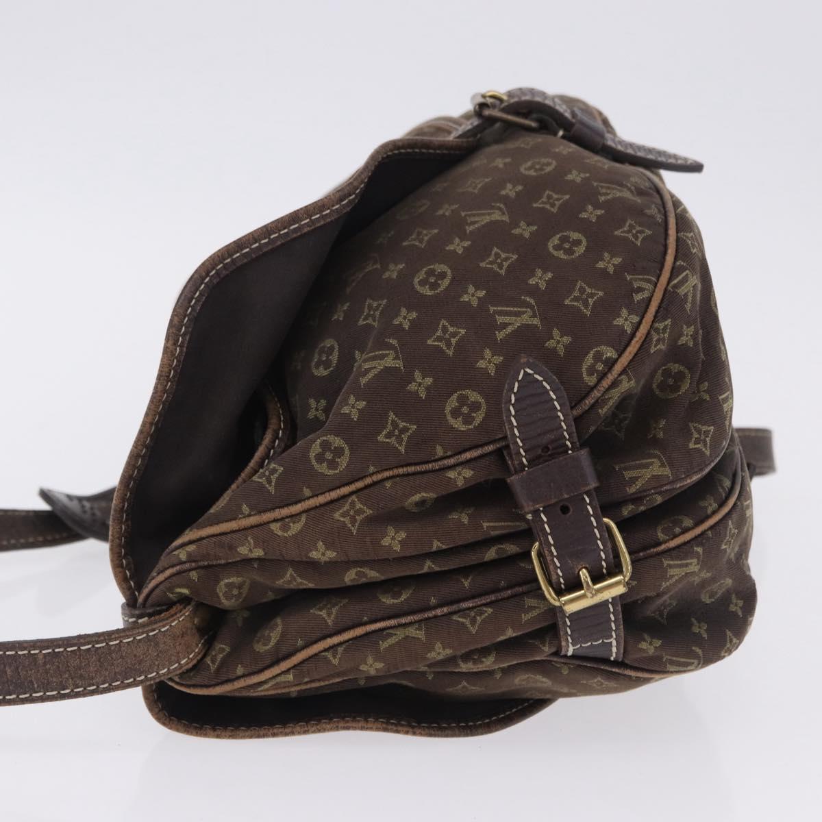 LOUIS VUITTON Monogram Mini Lin Saumur 30 Bag Brown Fuzan M95227 LV Auth BA15702