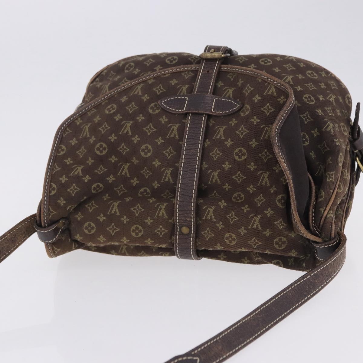 LOUIS VUITTON Monogram Mini Lin Saumur 30 Bag Brown Fuzan M95227 LV Auth BA15702