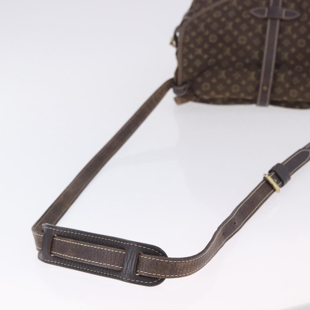 LOUIS VUITTON Monogram Mini Lin Saumur 30 Bag Brown Fuzan M95227 LV Auth BA15702