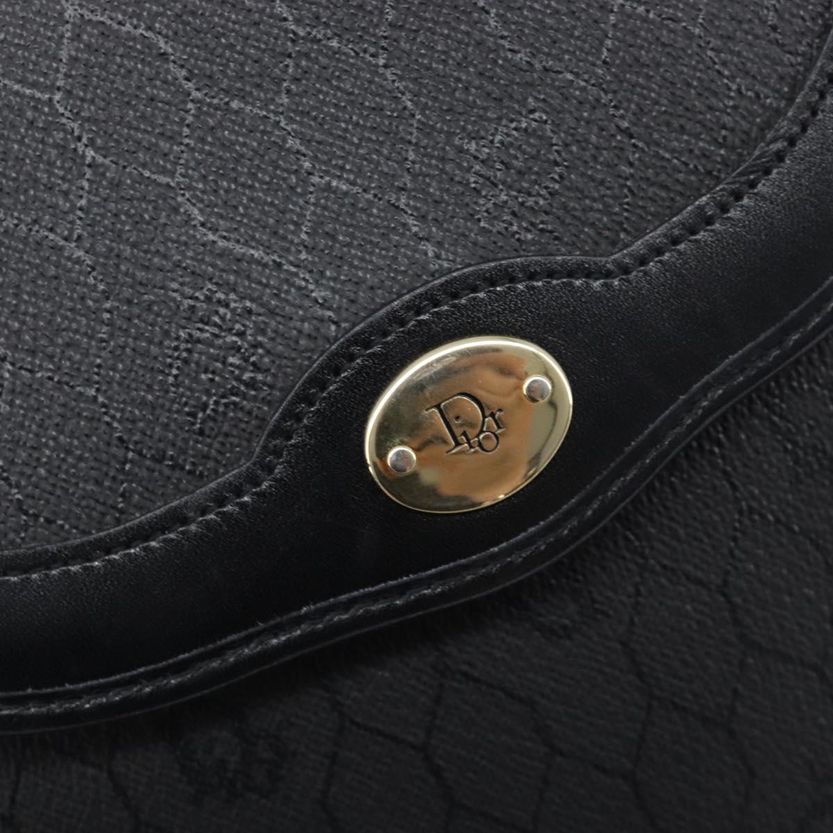 Christian Dior Honeycomb Canvas Shoulder Bag PVC Black Gold Auth BA15703A