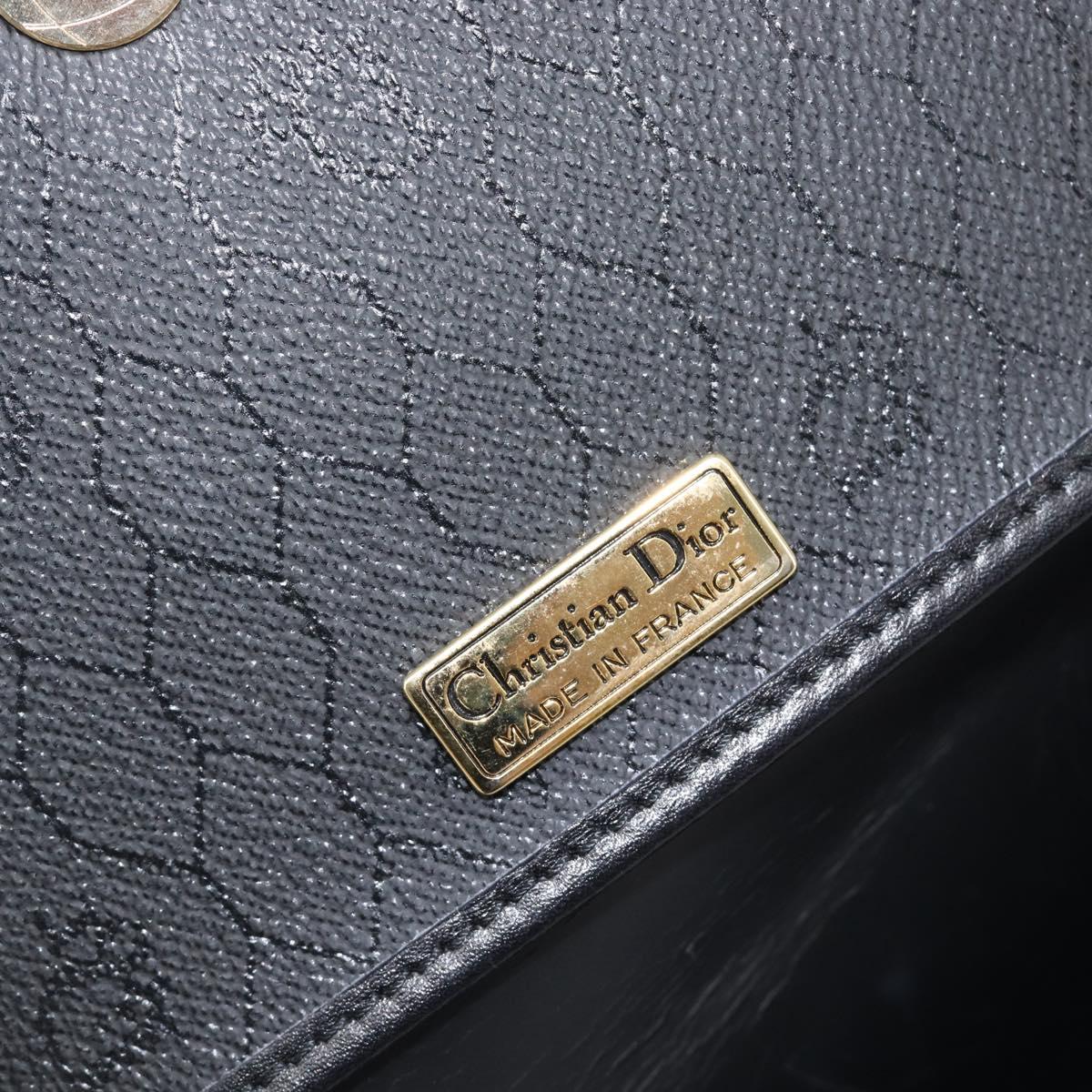 Christian Dior Honeycomb Canvas Shoulder Bag PVC Black Gold Auth BA15703A
