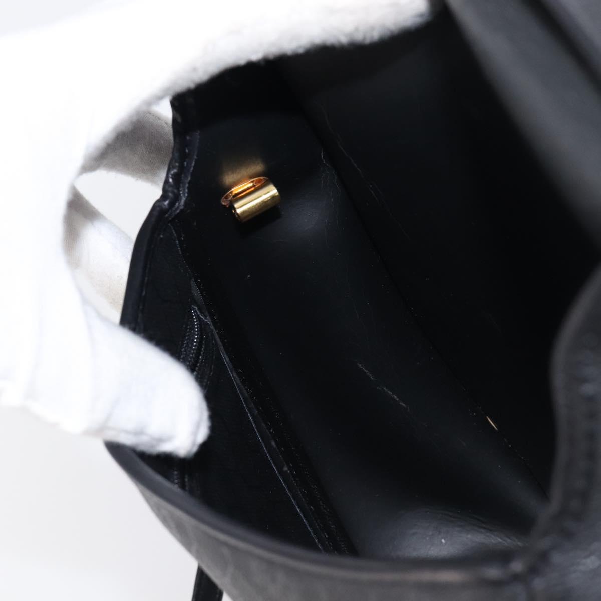 Christian Dior Honeycomb Canvas Shoulder Bag PVC Black Gold Auth BA15703A