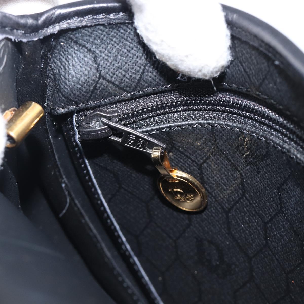 Christian Dior Honeycomb Canvas Shoulder Bag PVC Black Gold Auth BA15703A