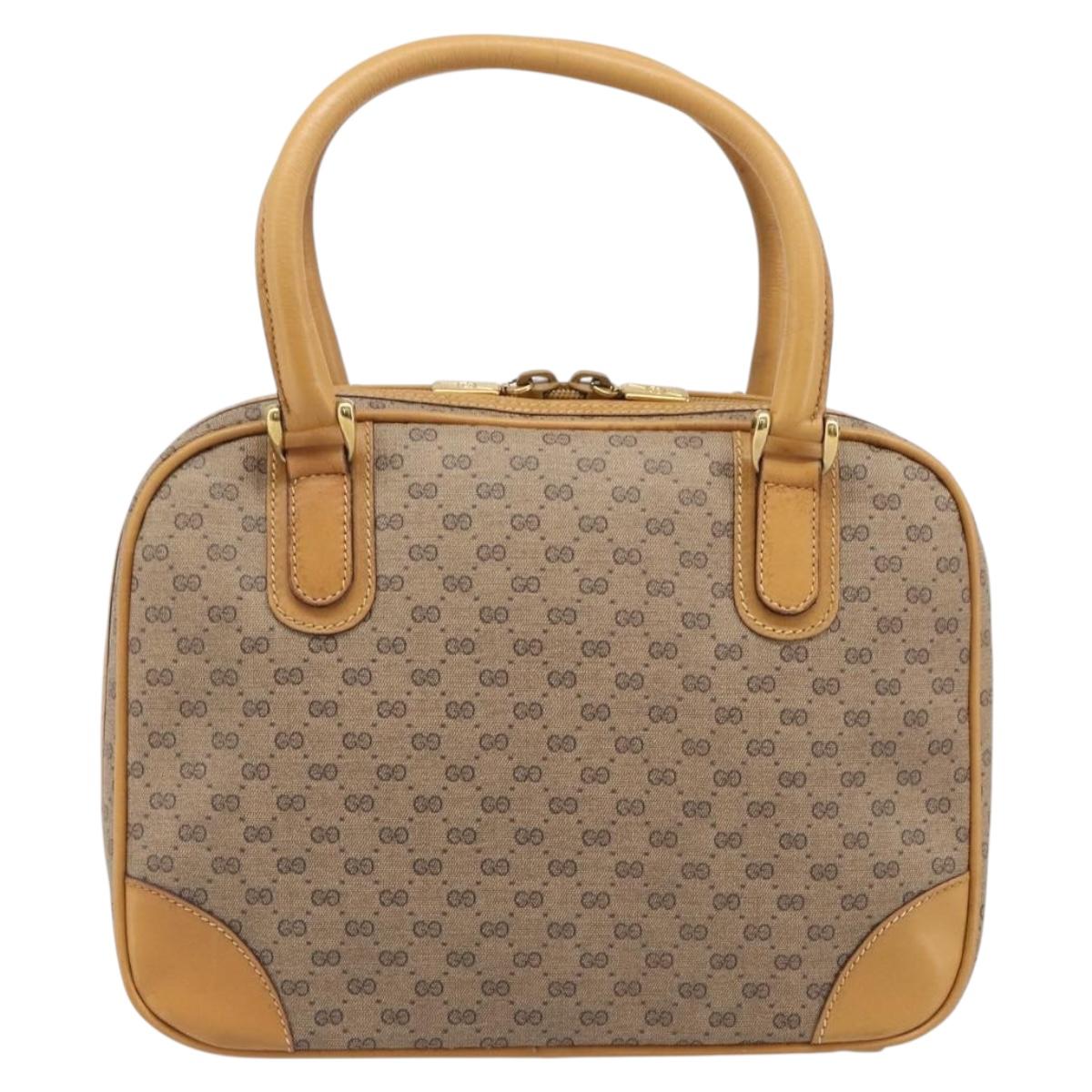 GUCCI Micro GG Supreme Hand Bag PVC Beige Gold 000 39 0030 Auth BA15706