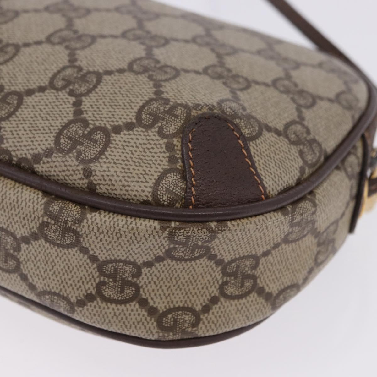 GUCCI GG Supreme Web Sherry Line Bag PVC Beige Gold 156 02 066 Auth BA15707
