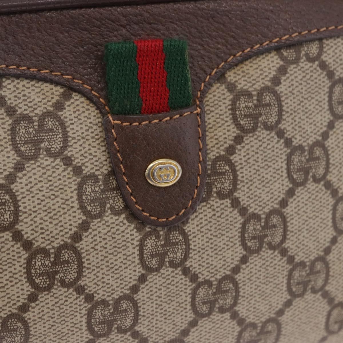 GUCCI GG Supreme Web Sherry Line Bag PVC Beige Gold 156 02 066 Auth BA15707