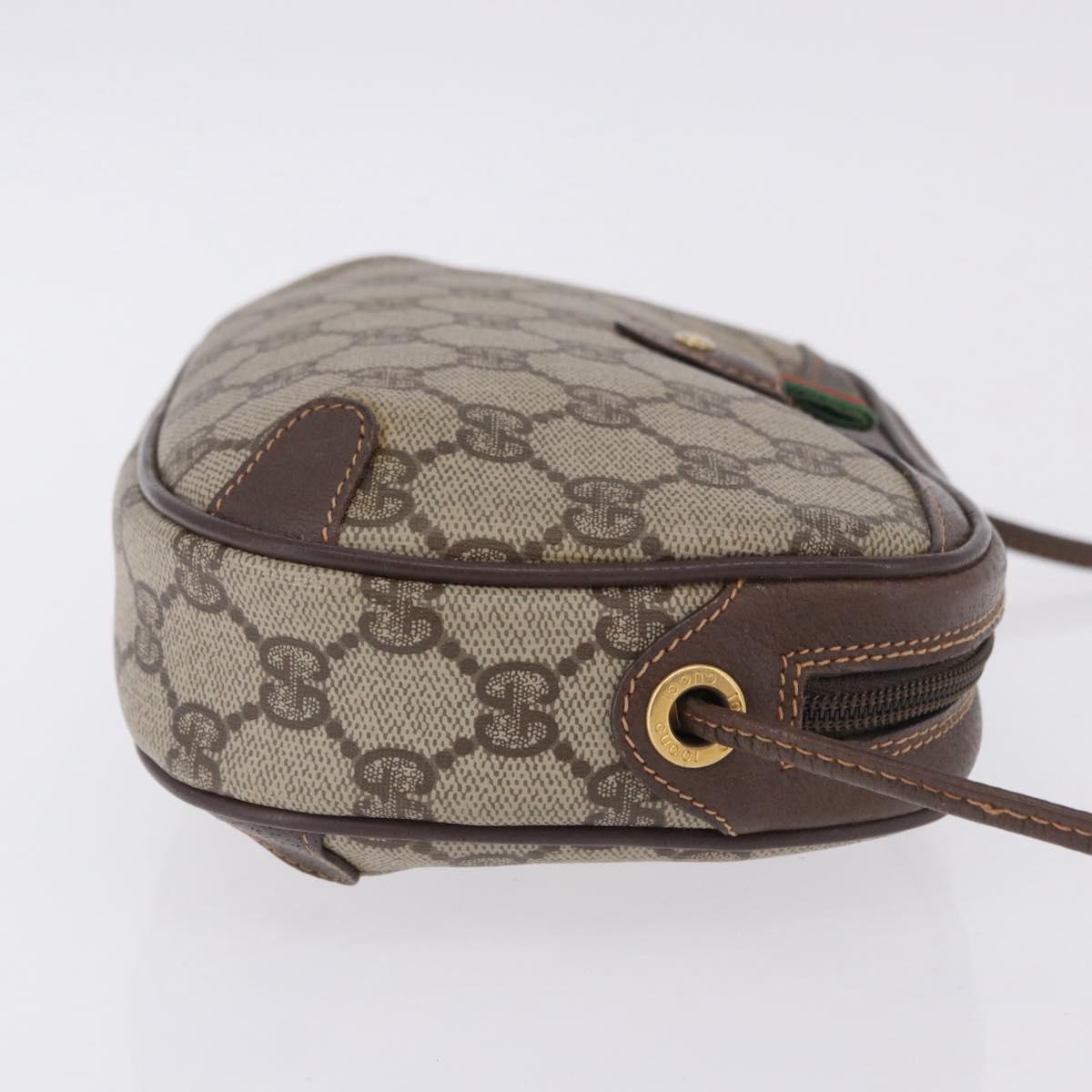GUCCI GG Supreme Web Sherry Line Bag PVC Beige Gold 156 02 066 Auth BA15707