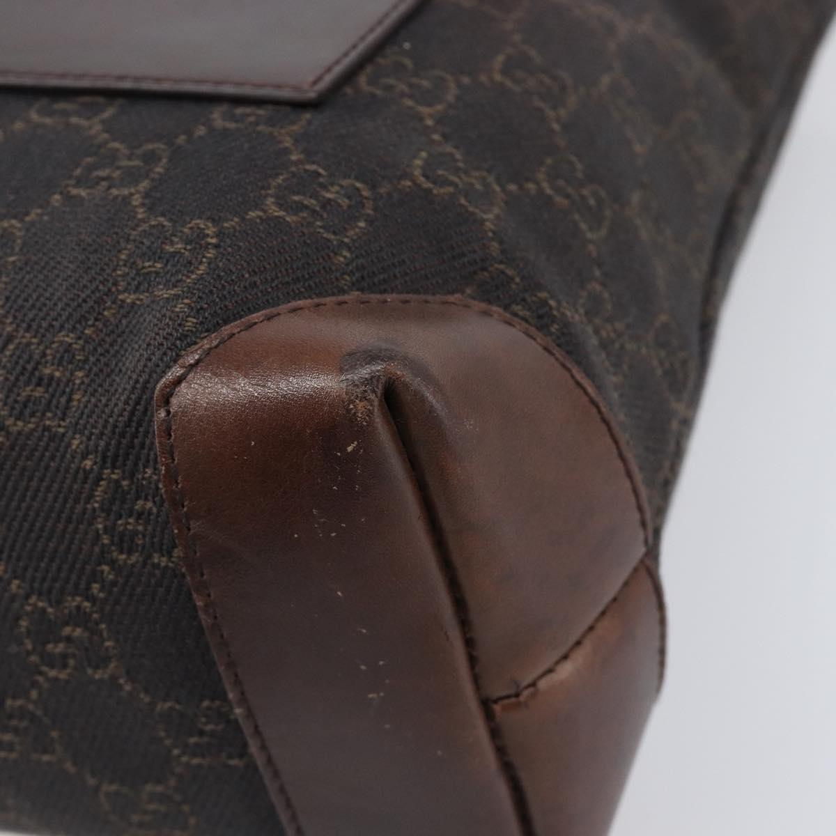 GUCCI GG Canvas Hand Bag Dark Brown Silver 28893 Auth BA15708