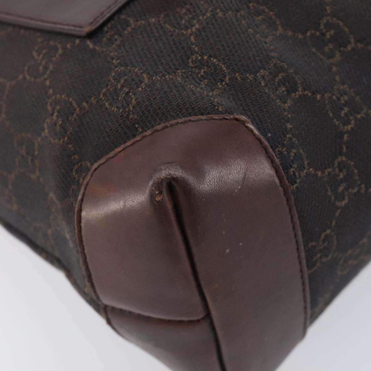 GUCCI GG Canvas Hand Bag Dark Brown Silver 28893 Auth BA15708