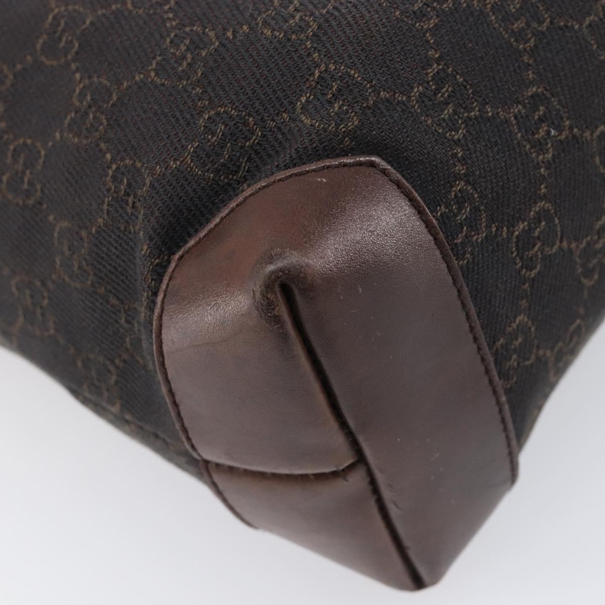 GUCCI GG Canvas Hand Bag Dark Brown Silver 28893 Auth BA15708