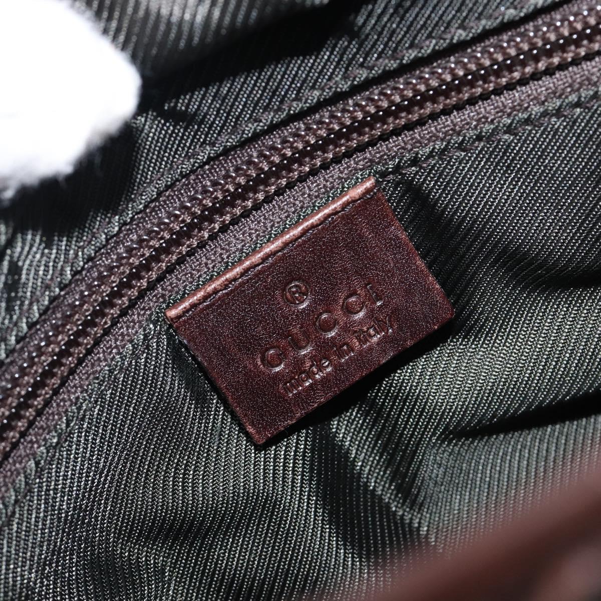 GUCCI GG Canvas Hand Bag Dark Brown Silver 28893 Auth BA15708