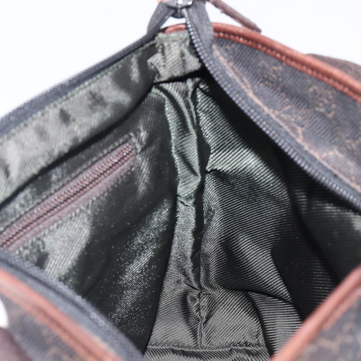 GUCCI GG Canvas Hand Bag Dark Brown Silver 28893 Auth BA15708