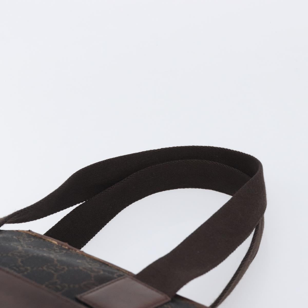 GUCCI GG Canvas Hand Bag Dark Brown Silver 28893 Auth BA15708