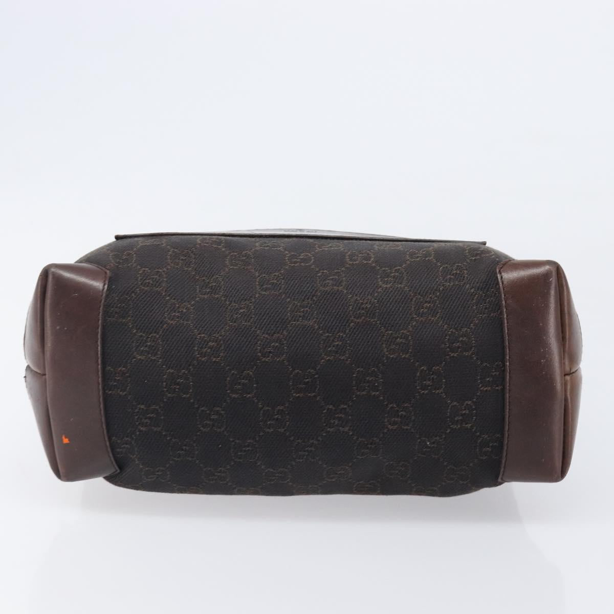 GUCCI GG Canvas Hand Bag Dark Brown Silver 28893 Auth BA15708