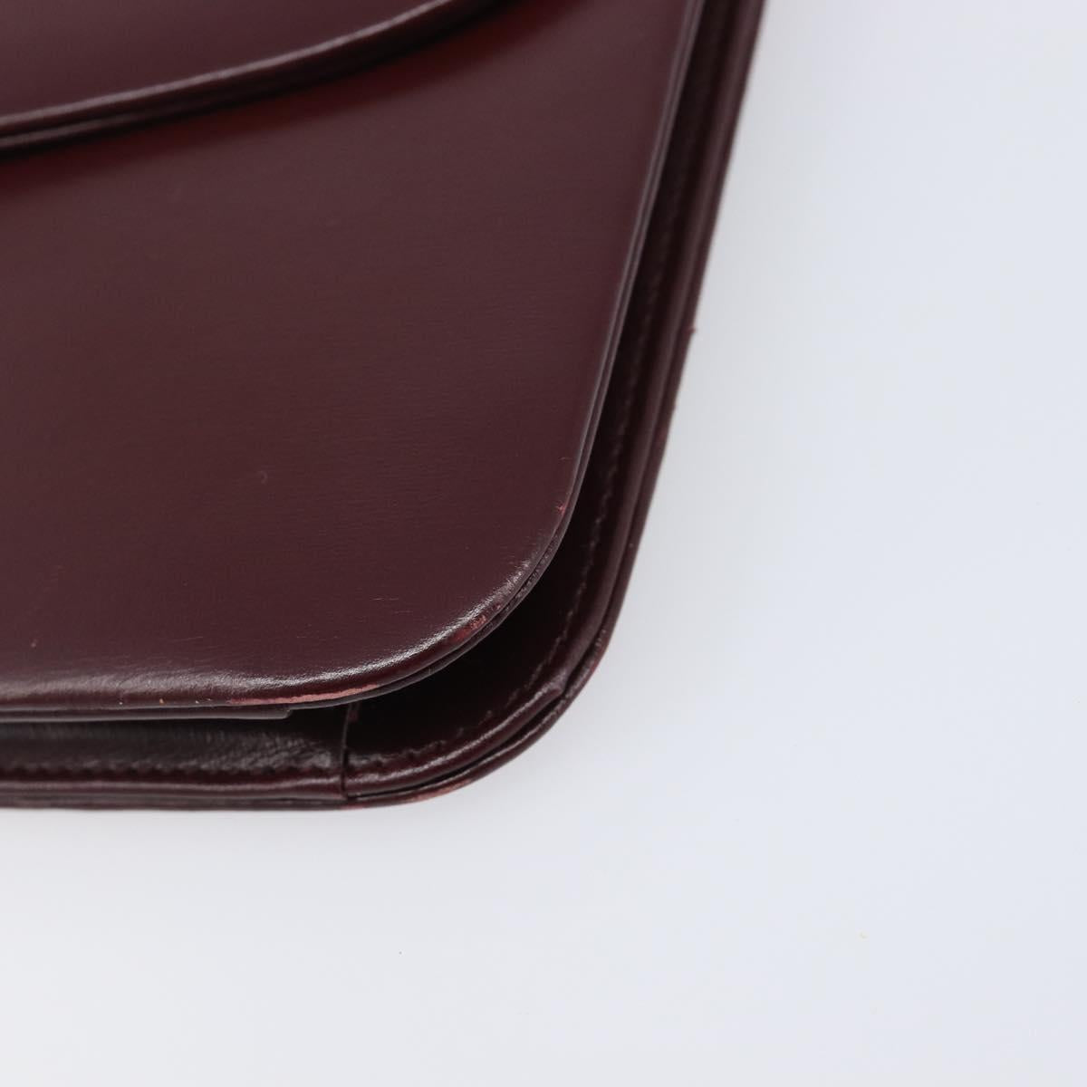 Christian Dior Chain Shoulder Bag Leather Bordeaux Gold Auth BA15709
