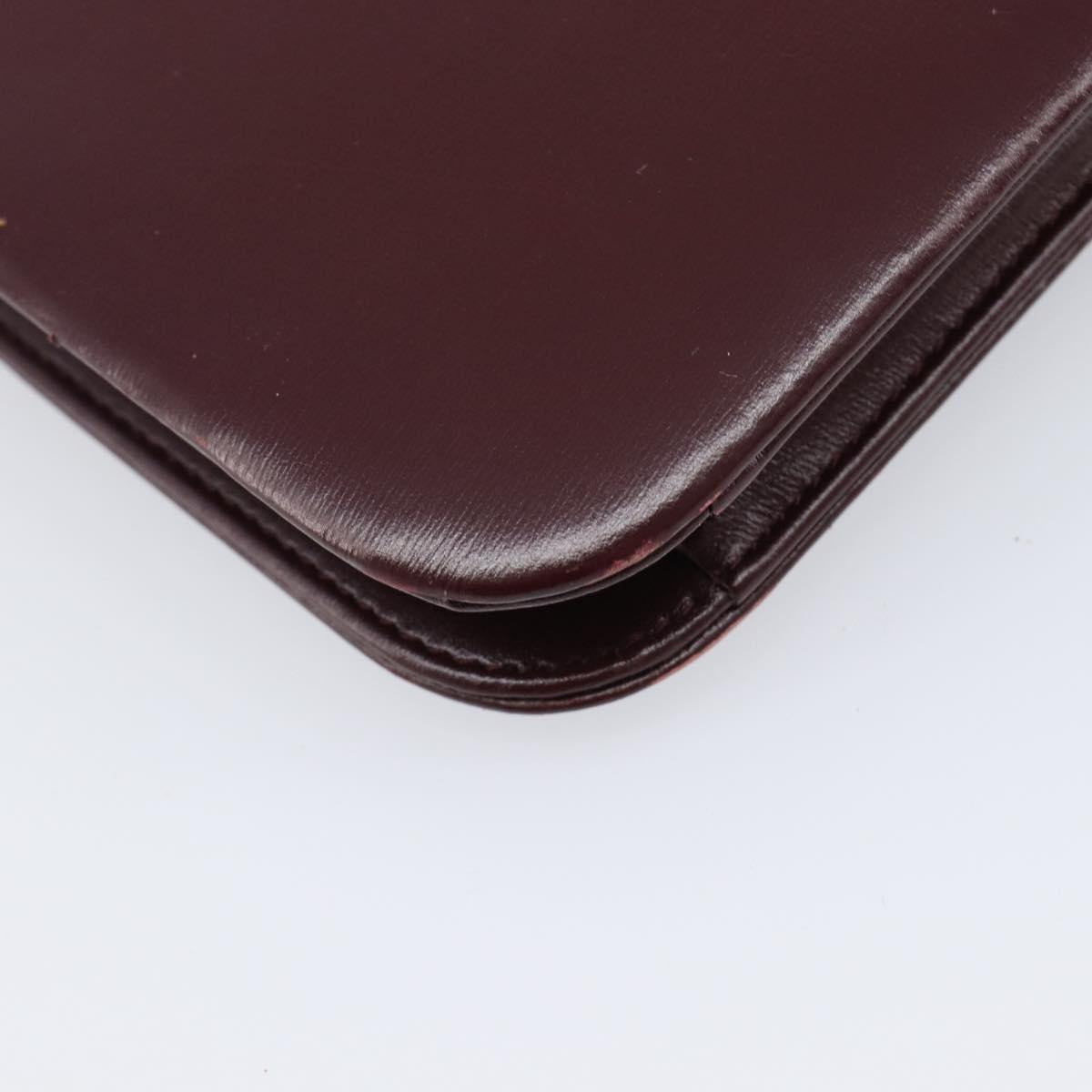 Christian Dior Chain Shoulder Bag Leather Bordeaux Gold Auth BA15709