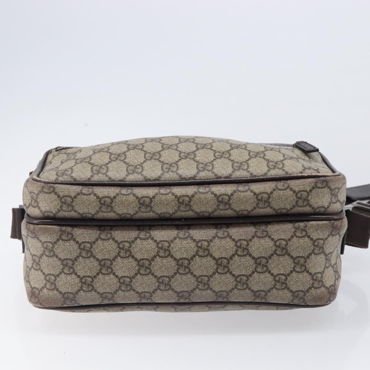 GUCCI GG Supreme Shoulder Bag PVC Beige Silver 114531 Auth BA15711
