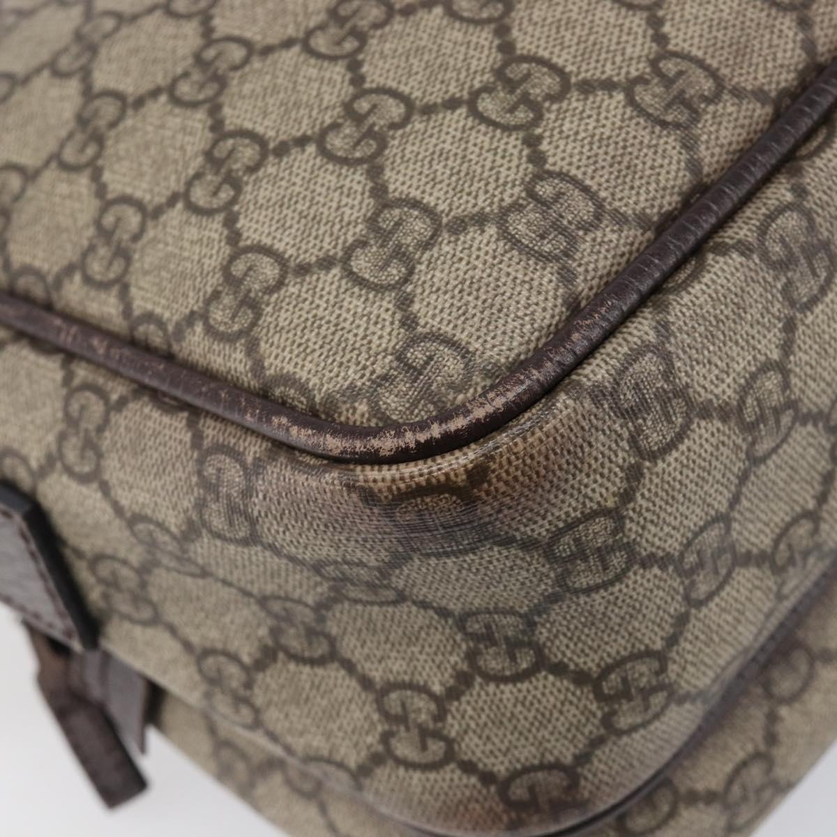 GUCCI GG Supreme Shoulder Bag PVC Beige Silver 114531 Auth BA15711