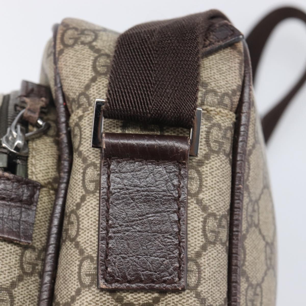 GUCCI GG Supreme Shoulder Bag PVC Beige Silver 114531 Auth BA15711