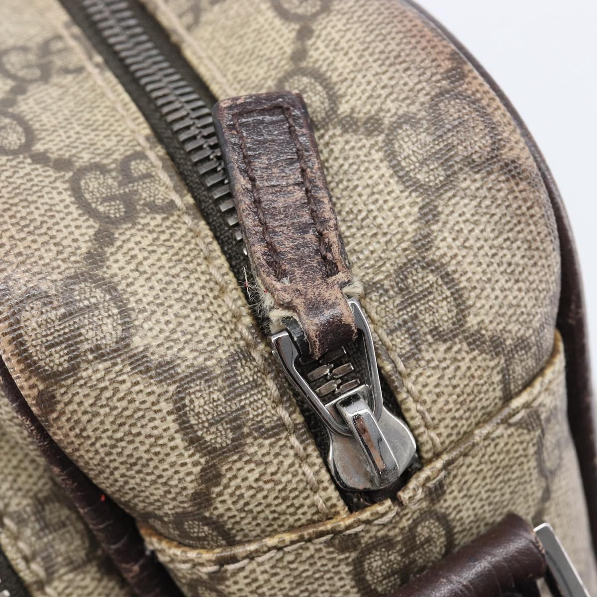 GUCCI GG Supreme Shoulder Bag PVC Beige Silver 114531 Auth BA15711