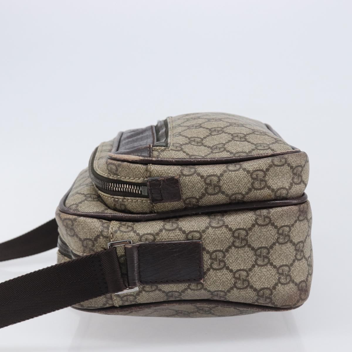 GUCCI GG Supreme Shoulder Bag PVC Beige Silver 114531 Auth BA15711
