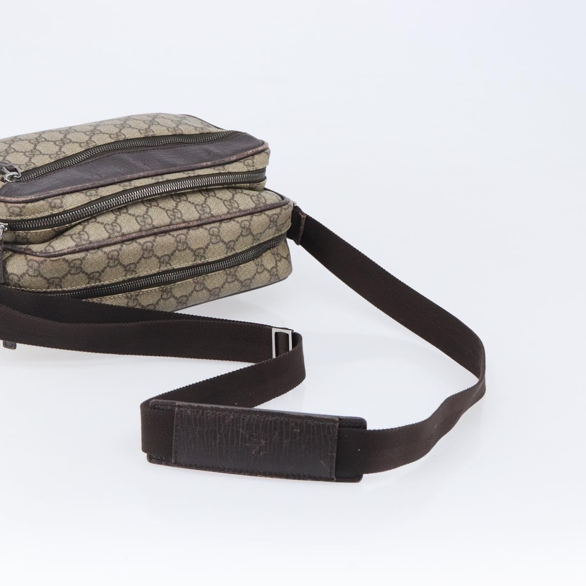 GUCCI GG Supreme Shoulder Bag PVC Beige Silver 114531 Auth BA15711