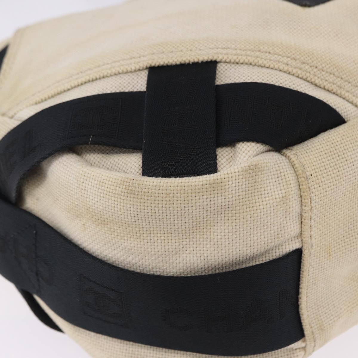 CHANEL Chanel Sports Shoulder Bag Canvas Beige Silver CC Auth BA15714