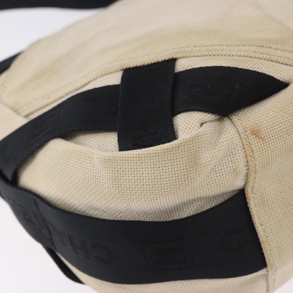 CHANEL Chanel Sports Shoulder Bag Canvas Beige Silver CC Auth BA15714