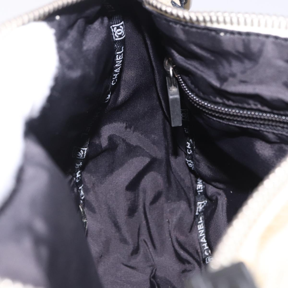 CHANEL Chanel Sports Shoulder Bag Canvas Beige Silver CC Auth BA15714