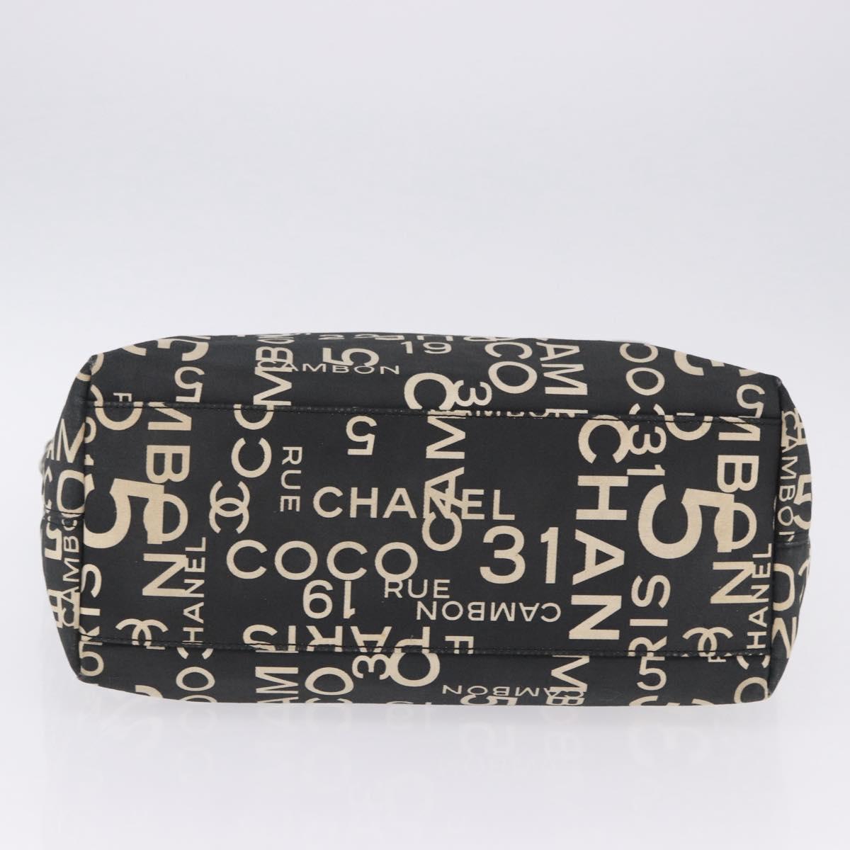 CHANEL Plastic Chain By Sea Line Tote Bag Canvas Black Silver CC Auth BA15716