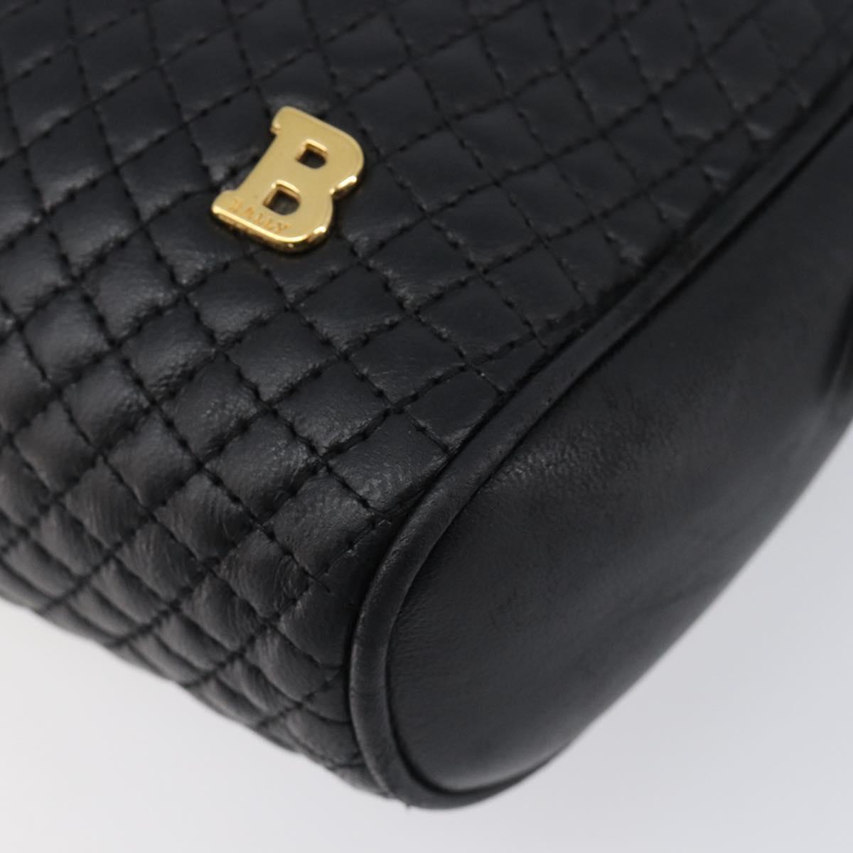 BALLY Chain Shoulder Bag Leather Black Gold Auth BA15717